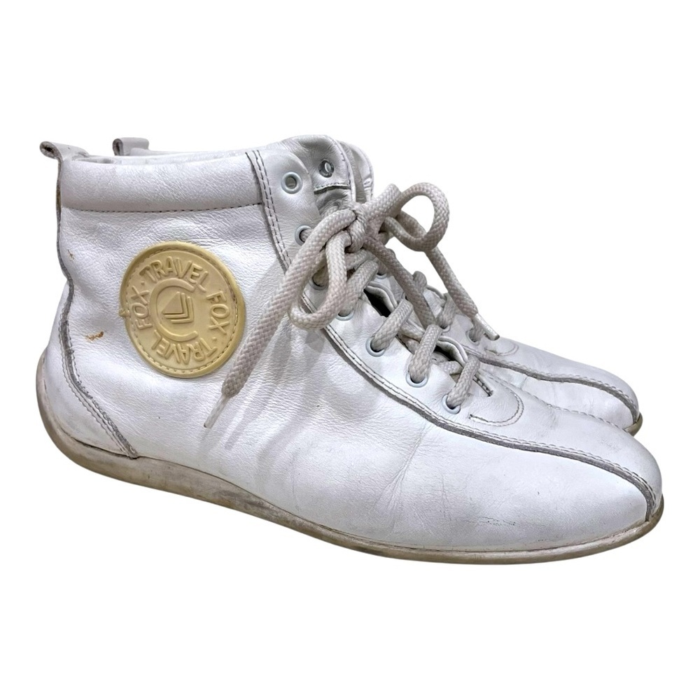 Vintage Travel Fox White Leather High-Top Sneakers 36 - Picture 2 of 10